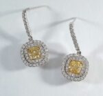 18KW FANCY YELLOW DIA EARRINGS