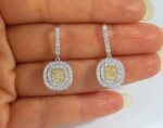 18KW FANCY YELLOW DIA EARRINGS - Image 3