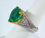 18KTT HEART-SHAPE EMERALD DIA RING - Image 5