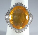 PLAT YELLOW/ORANGE SAPP/DIA RING