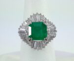 3.74CT EMERALD & DIA PLAT RING