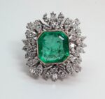 18K W/G DIA/EMRLD RING