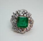 18K W/G DIA/EMRLD RING