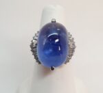 PLAT CABOCHON SAPPHIRE DIA RING